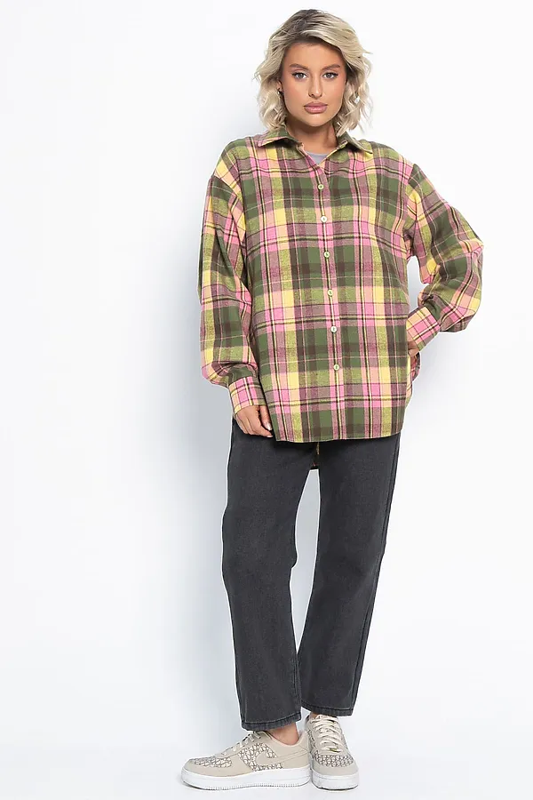 Рубашка Дэлли LADY TAIGA, зелено-розовая - фото 2