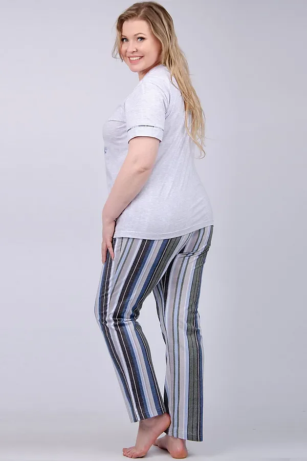 Пижама с брюками Каори НАТАЛИ, серый-зеленый - фото 2