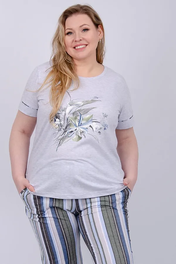 Пижама с брюками Каори НАТАЛИ, серый-зеленый - фото 2