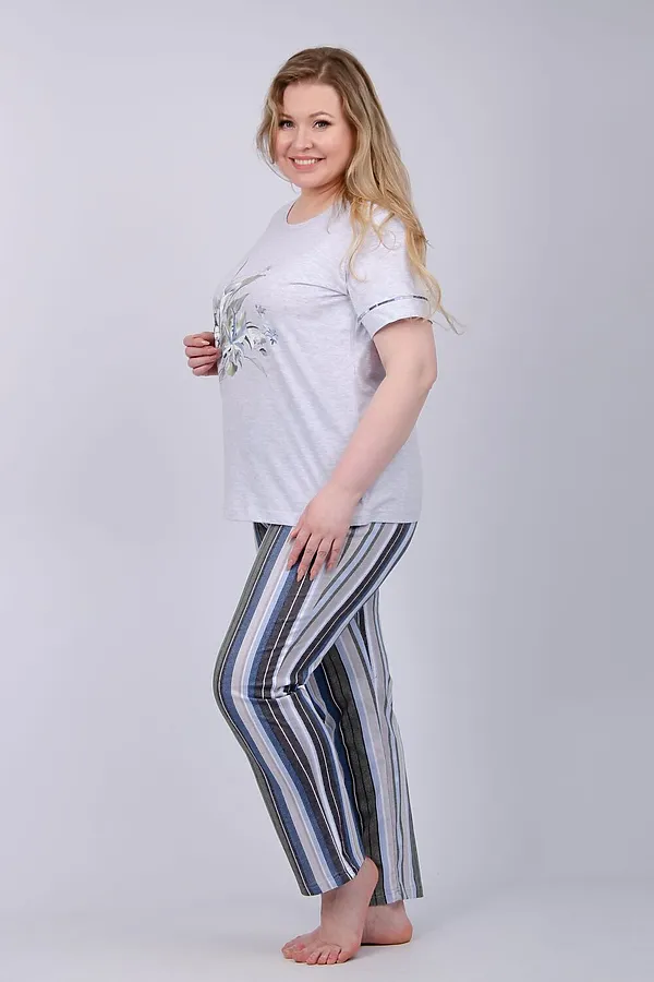 Пижама с брюками Каори НАТАЛИ, серый-зеленый - фото 2