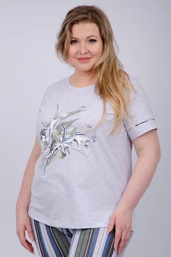 Пижама с брюками Каори НАТАЛИ, серый-зеленый - фото 2