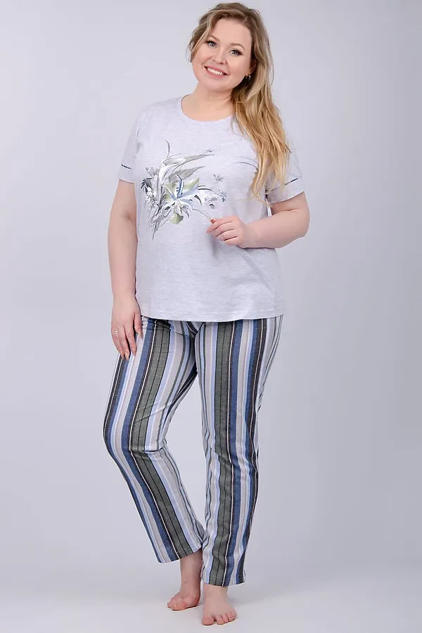 Пижама с брюками Каори НАТАЛИ, серый-зеленый - фото 2