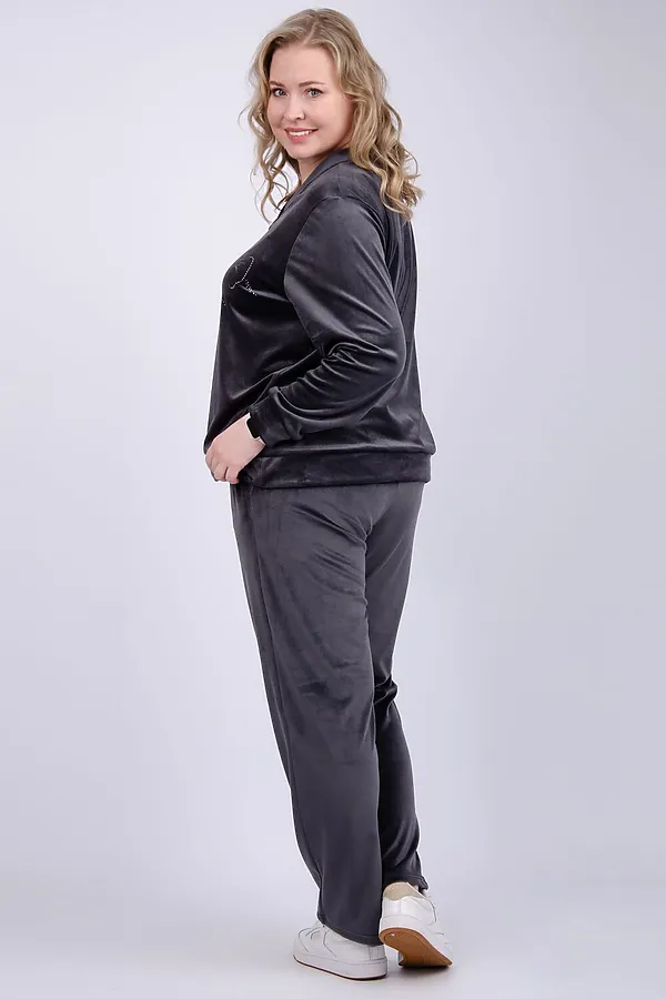 Костюм с брюками Велюр НАТАЛИ, темно-серый - фото 2