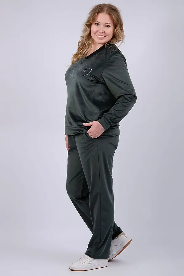 Костюм с брюками Велюр НАТАЛИ, графит - фото 2