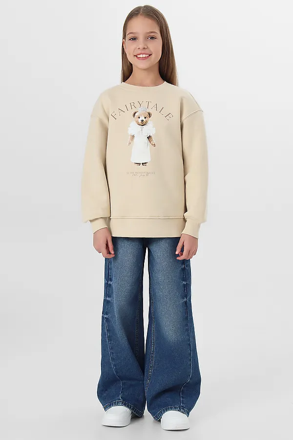 Джемпер для девочек MARK FORMELLE, св.бежевый +печать - фото 2