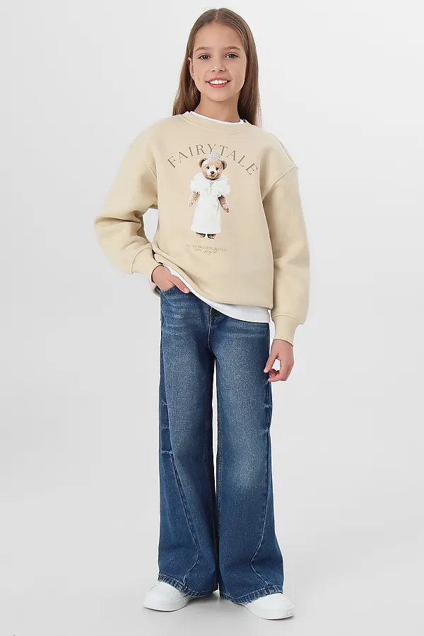 Джемпер для девочек MARK FORMELLE, св.бежевый +печать - фото 2