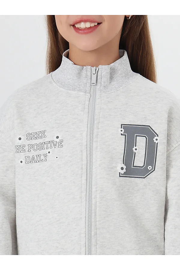 Толстовка для девочек MARK FORMELLE, серый меланж 4306-а +печать2 - фото 2