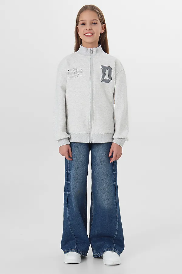 Толстовка для девочек MARK FORMELLE, серый меланж 4306-а +печать2 - фото 2