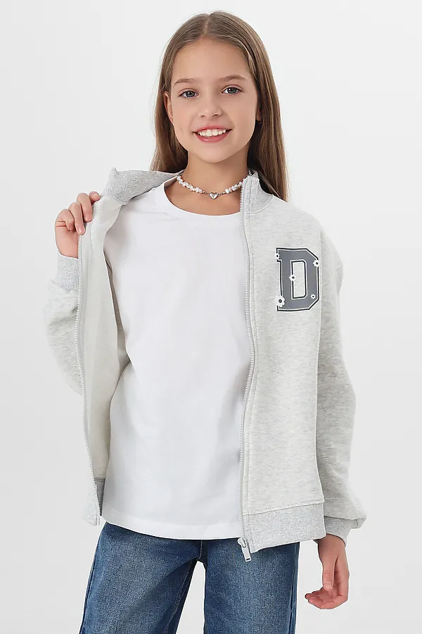 Толстовка для девочек MARK FORMELLE, серый меланж 4306-а +печать2 - фото 2