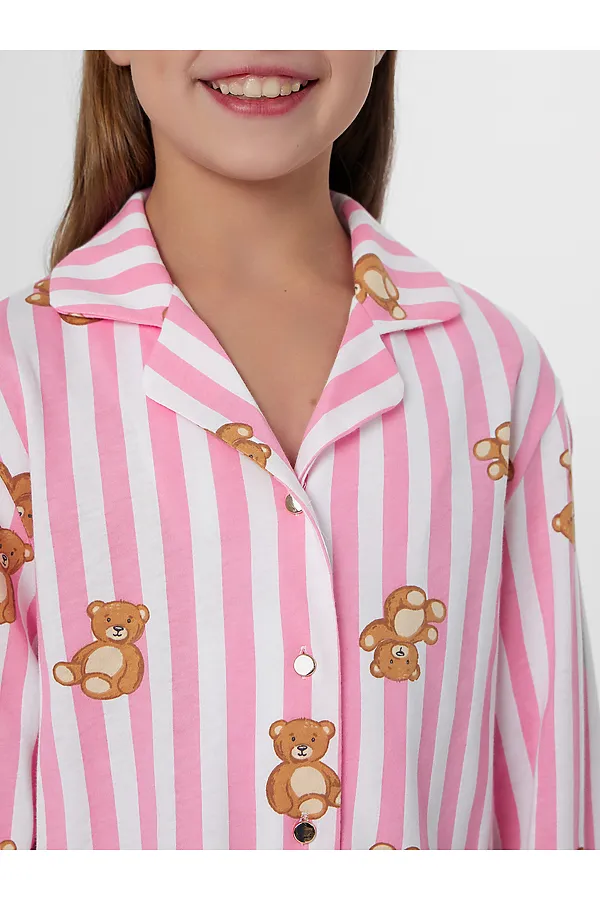 Комплект для девочек (рубашка, шорты) MARK FORMELLE, медведи на полоске - фото 2