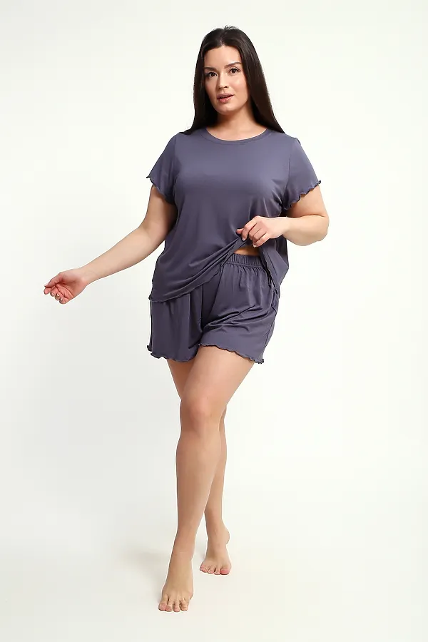 Пижама с шортами ПЖ-010 НАТАЛИ, графит - фото 2