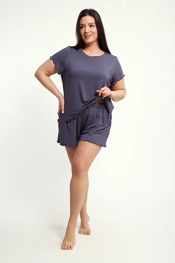 Пижама с шортами ПЖ-010 НАТАЛИ, графит - фото 2