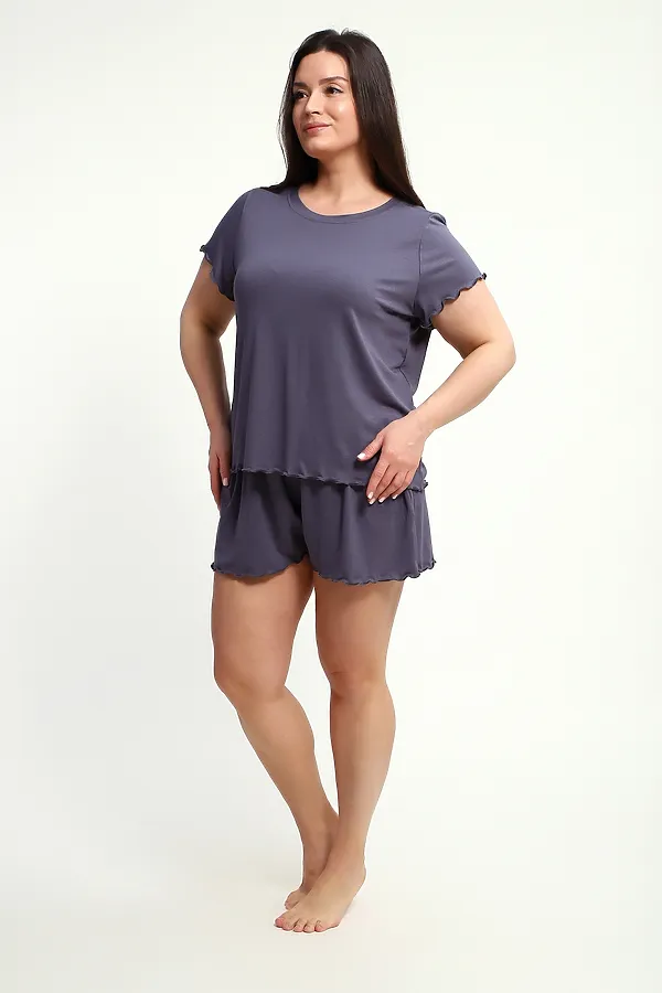 Пижама с шортами ПЖ-010 НАТАЛИ, графит - фото 2