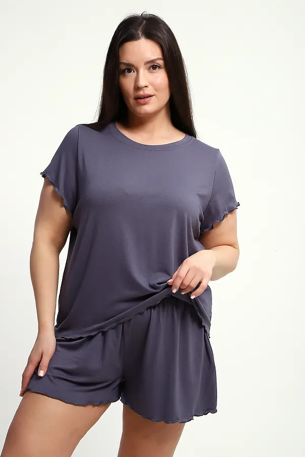 Пижама с шортами ПЖ-010 НАТАЛИ, графит - фото 2