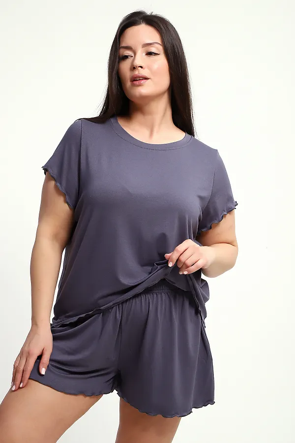 Пижама с шортами ПЖ-010 НАТАЛИ, графит - фото 2