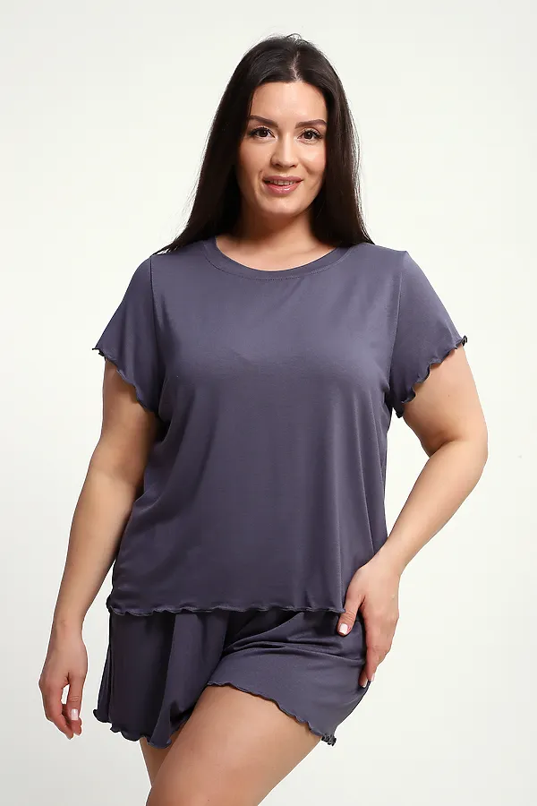 Пижама с шортами ПЖ-010 НАТАЛИ, графит - фото 2