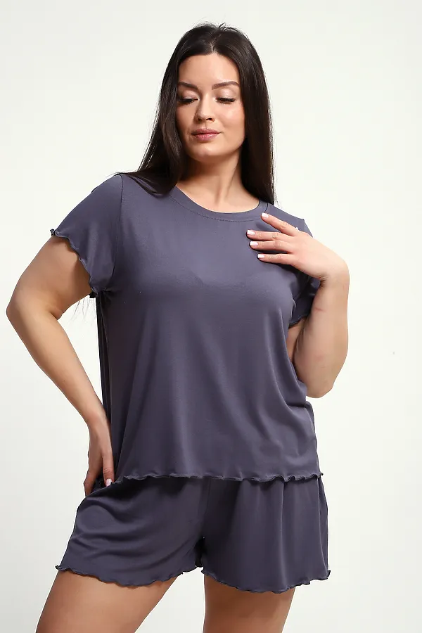 Пижама с шортами ПЖ-010 НАТАЛИ, графит - фото 2