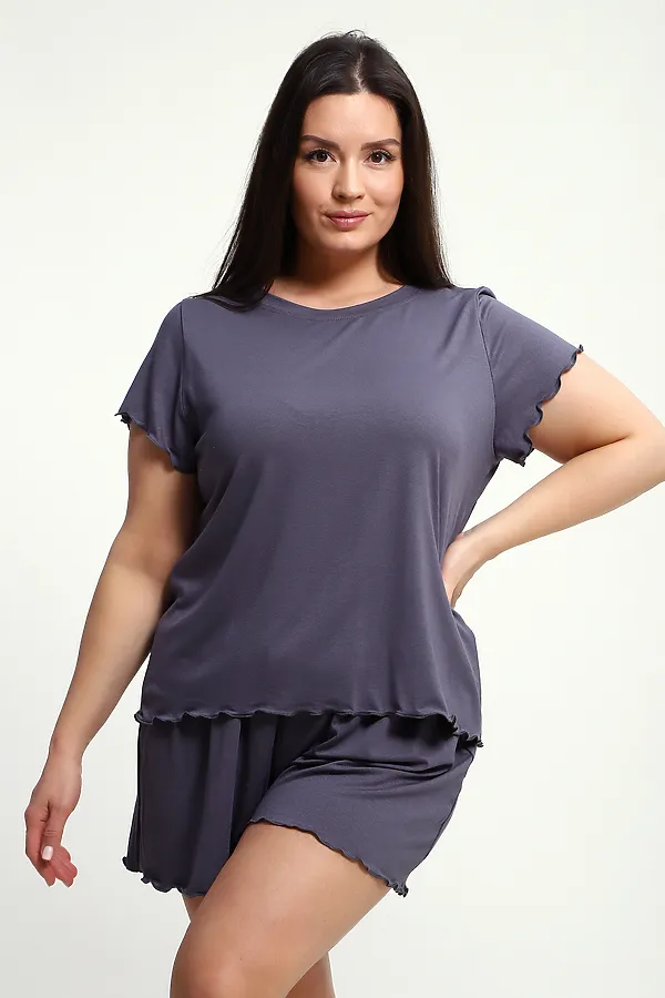 Пижама с шортами ПЖ-010 НАТАЛИ, графит - фото 2