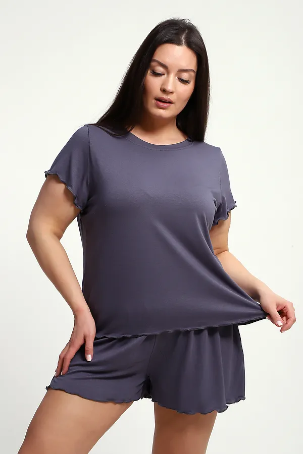 Пижама с шортами ПЖ-010 НАТАЛИ, графит - фото 2