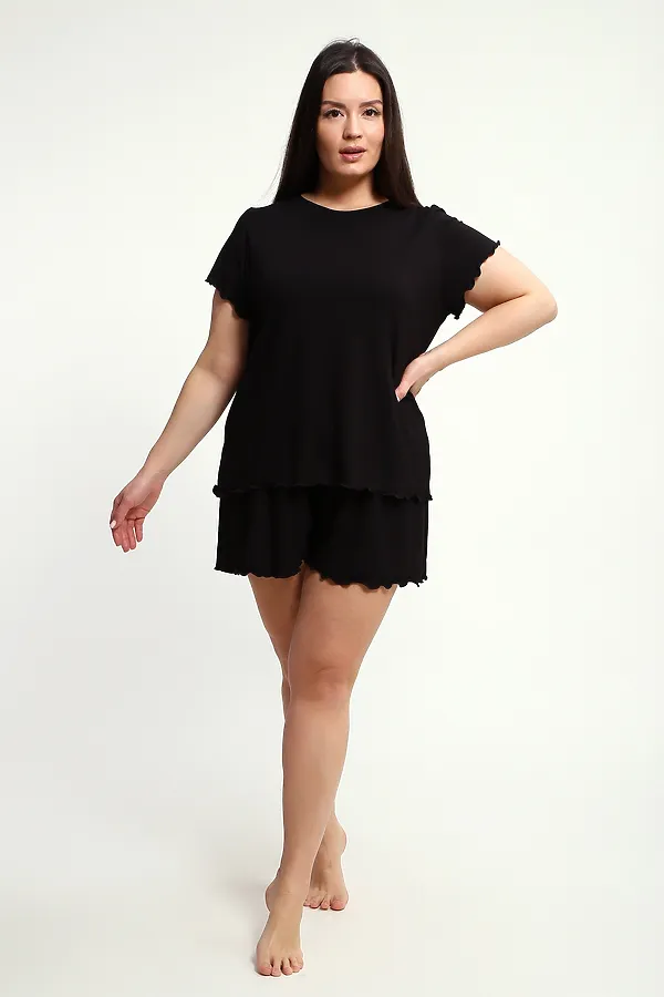 Пижама с шортами ПЖ-010 НАТАЛИ, черный - фото 2