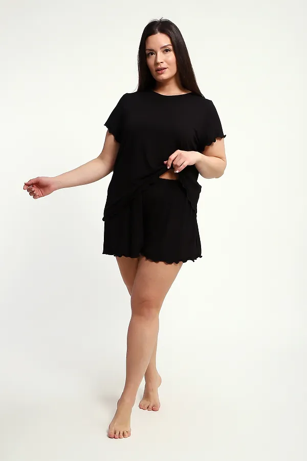 Пижама с шортами ПЖ-010 НАТАЛИ, черный - фото 2