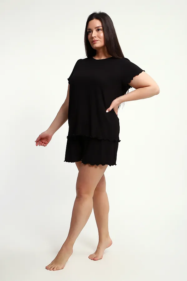 Пижама с шортами ПЖ-010 НАТАЛИ, черный - фото 2