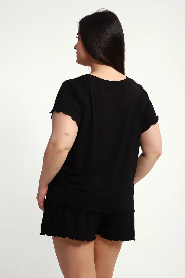 Пижама с шортами ПЖ-010 НАТАЛИ, черный - фото 2