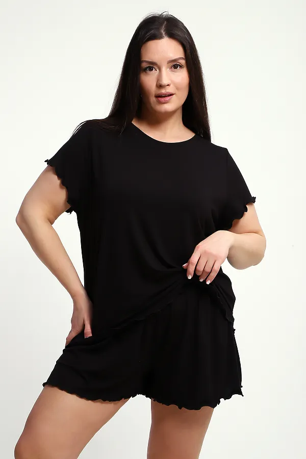 Пижама с шортами ПЖ-010 НАТАЛИ, черный - фото 2