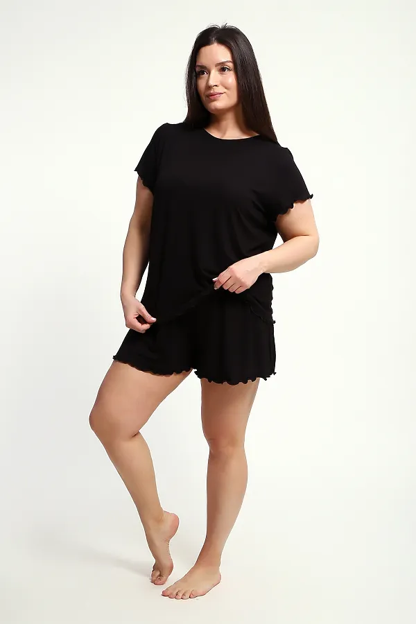 Пижама с шортами ПЖ-010 НАТАЛИ, черный - фото 2