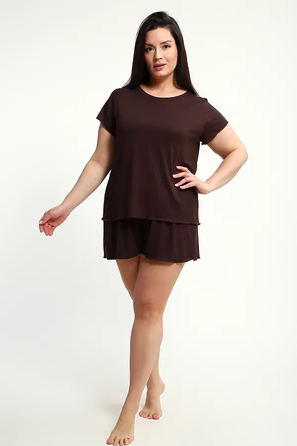 Пижама с шортами ПЖ-010 НАТАЛИ, кофе - фото 2