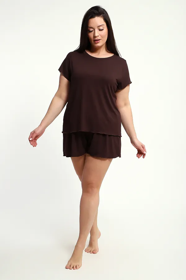 Пижама с шортами ПЖ-010 НАТАЛИ, кофе - фото 2