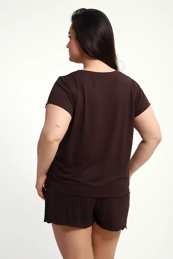 Пижама с шортами ПЖ-010 НАТАЛИ, кофе - фото 2