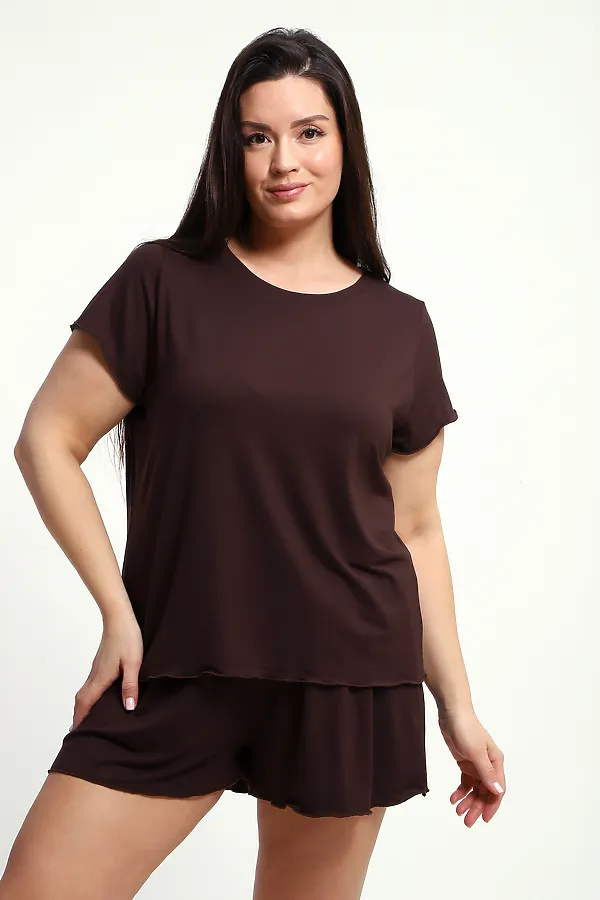 Пижама с шортами ПЖ-010 НАТАЛИ, кофе - фото 2