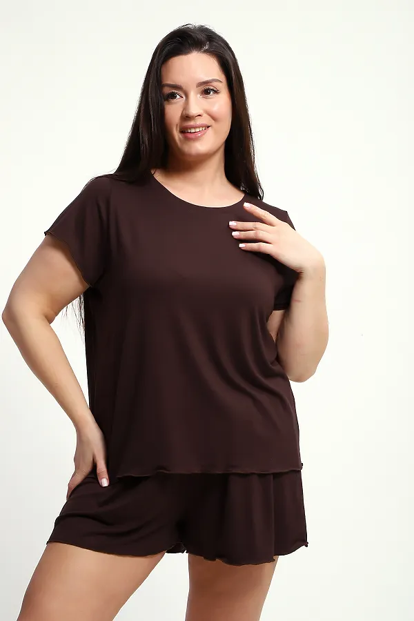 Пижама с шортами ПЖ-010 НАТАЛИ, кофе - фото 2