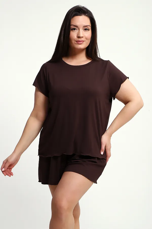 Пижама с шортами ПЖ-010 НАТАЛИ, кофе - фото 2