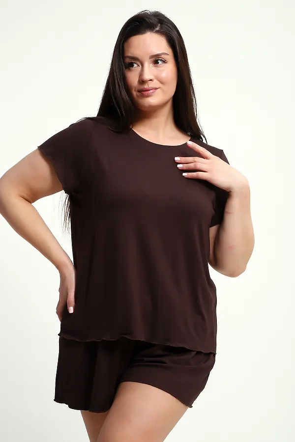 Пижама с шортами ПЖ-010 НАТАЛИ, кофе - фото 2