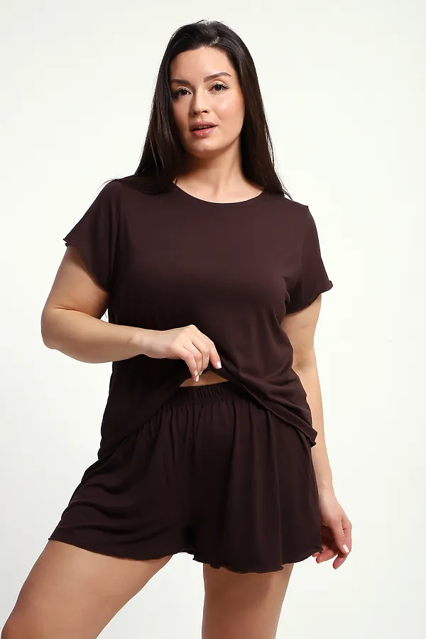 Пижама с шортами ПЖ-010 НАТАЛИ, кофе - фото 2