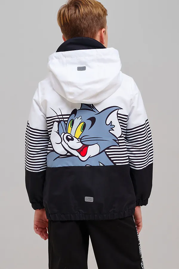 Куртка текстильная с полиуретановым покрытием для мальчиков (ветровка) PLAYTODAY, белый,черный - фото 2