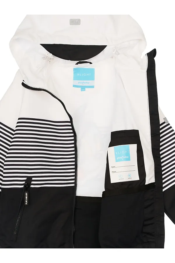 Куртка текстильная с полиуретановым покрытием для мальчиков (ветровка) PLAYTODAY, белый,черный - фото 2