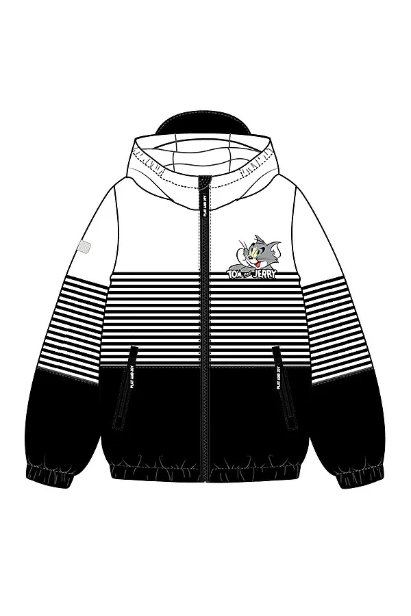 Куртка текстильная с полиуретановым покрытием для мальчиков (ветровка) PLAYTODAY, белый,черный - фото 2