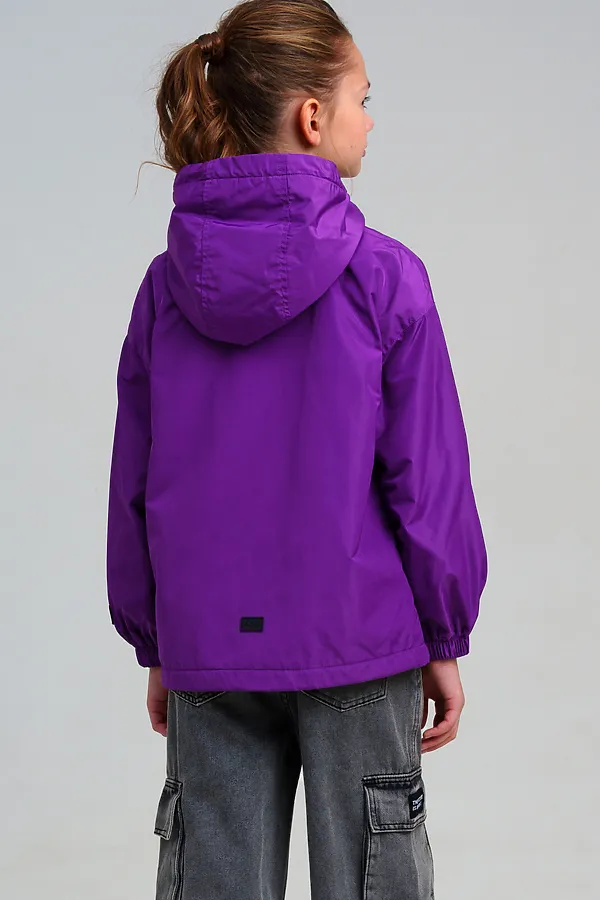 Куртка текстильная с полиуретановым покрытием для девочек (ветровка) PLAYTODAY, фиолетовый - фото 2