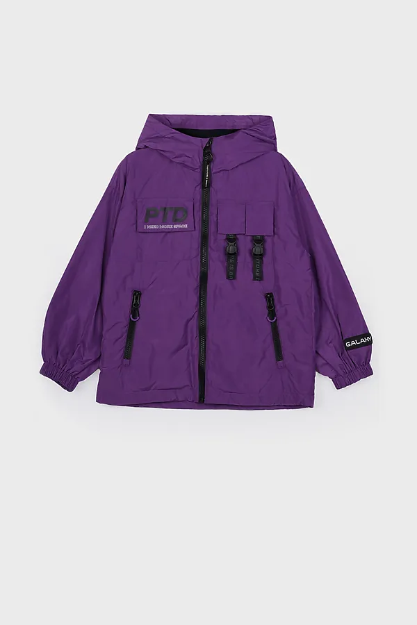 Куртка текстильная с полиуретановым покрытием для девочек (ветровка) PLAYTODAY, фиолетовый - фото 2
