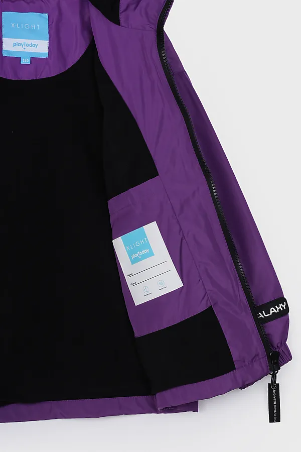 Куртка текстильная с полиуретановым покрытием для девочек (ветровка) PLAYTODAY, фиолетовый - фото 2