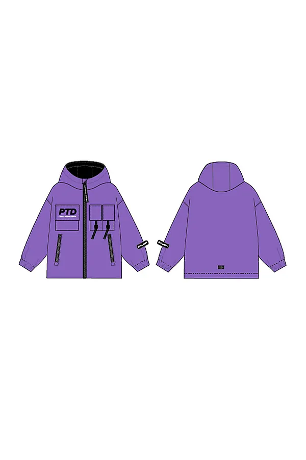 Куртка текстильная с полиуретановым покрытием для девочек (ветровка) PLAYTODAY, фиолетовый - фото 2