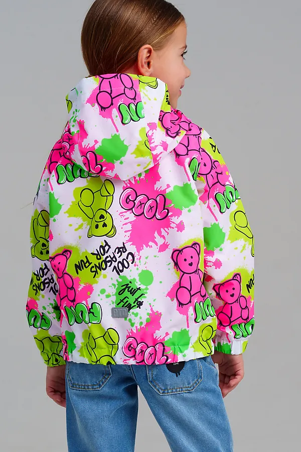 Куртка текстильная с полиуретановым покрытием для девочек (ветровка) PLAYTODAY, разноцветный - фото 2