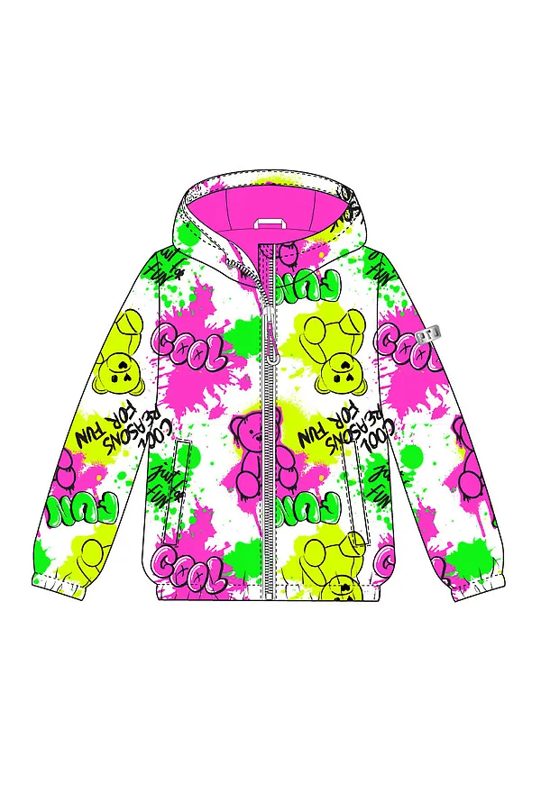 Куртка текстильная с полиуретановым покрытием для девочек (ветровка) PLAYTODAY, разноцветный - фото 2