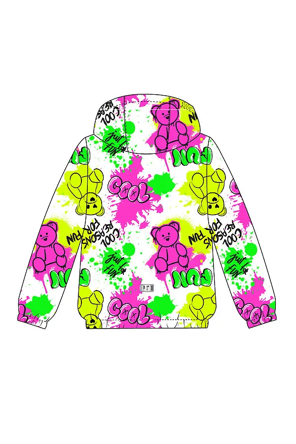 Куртка текстильная с полиуретановым покрытием для девочек (ветровка) PLAYTODAY, разноцветный - фото 2