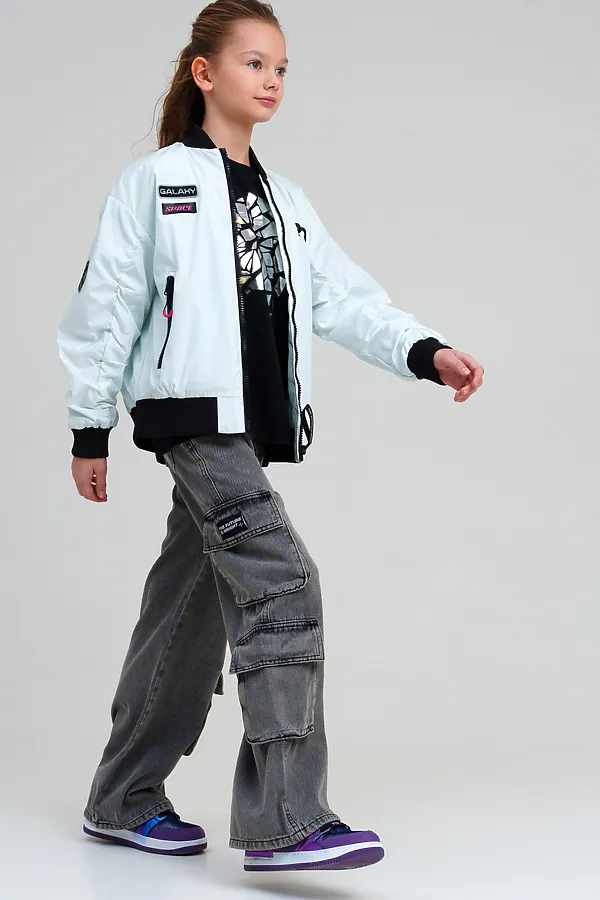 Куртка текстильная с полиуретановым покрытием для девочек (ветровка) PLAYTODAY, белый - фото 2