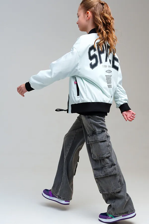 Куртка текстильная с полиуретановым покрытием для девочек (ветровка) PLAYTODAY, белый - фото 2