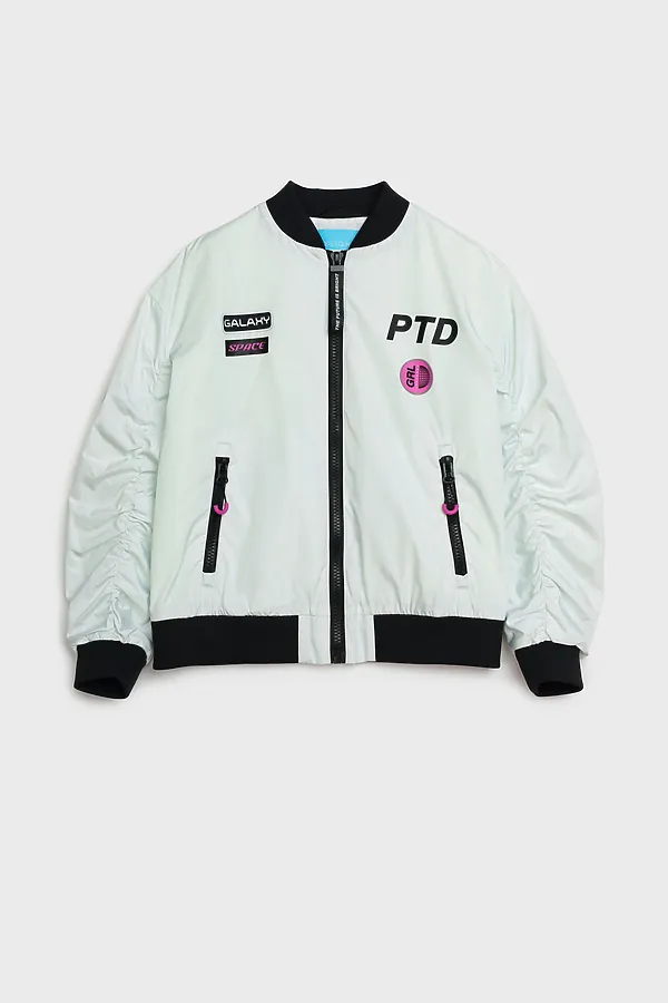 Куртка текстильная с полиуретановым покрытием для девочек (ветровка) PLAYTODAY, белый - фото 2